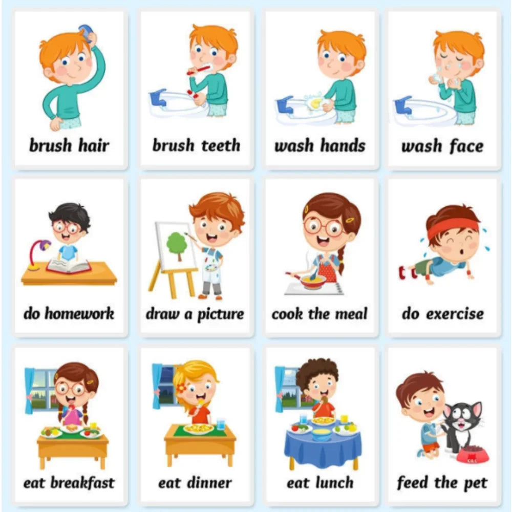 Interactive Cartoon Learning Cards for Kids