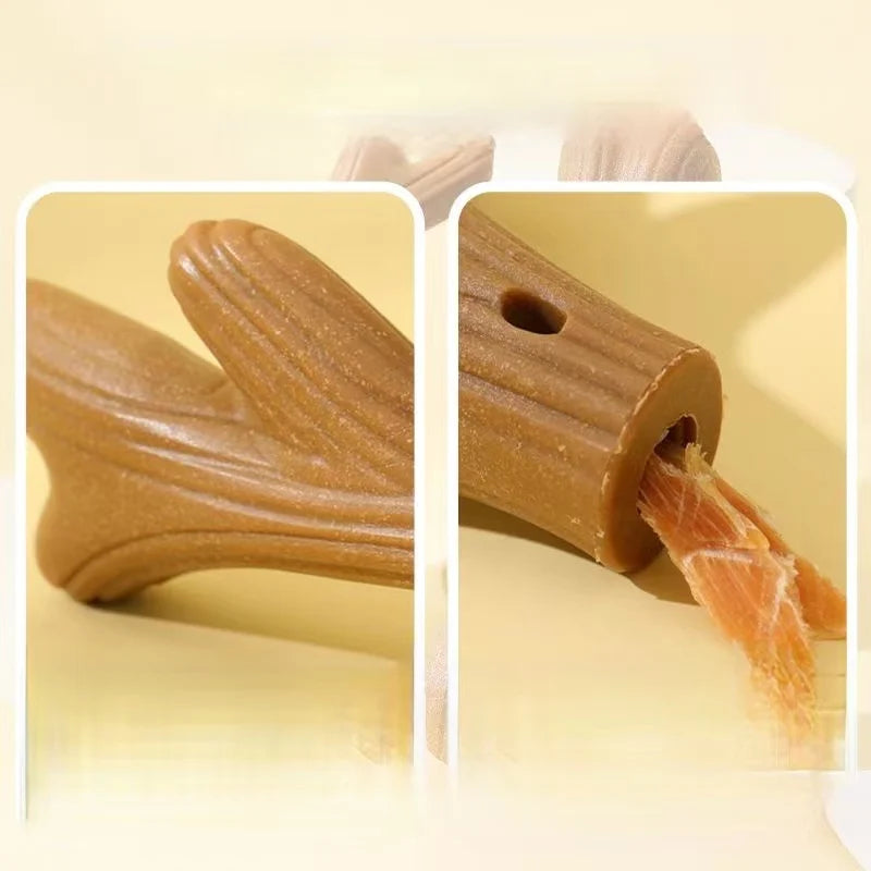 Durable Pine Wood Dog Chew Toy - Bite Resistant Molar Teeth Cleaning Stick