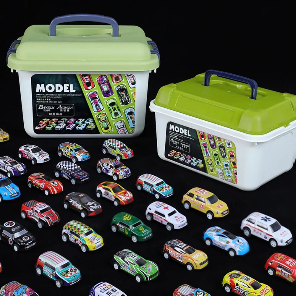 Mini Alloy Car Model Set with Storage Box