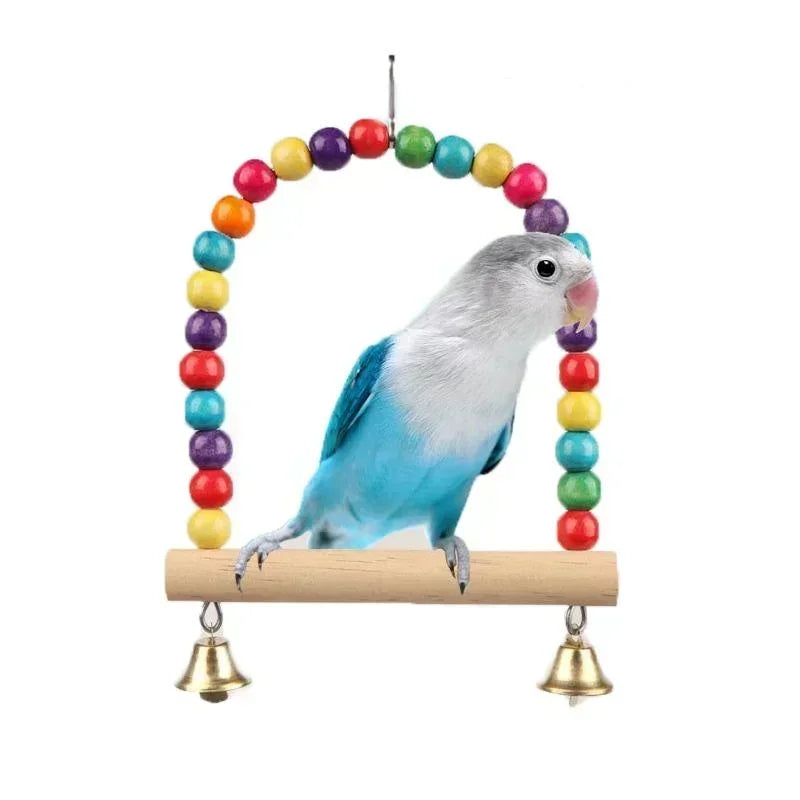 Wooden Bird Swing Stand - Pet Toy for Parrots