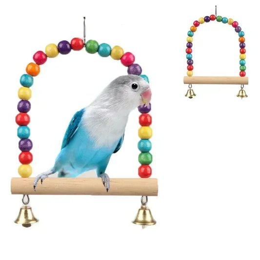 Wooden Bird Swing Stand - Pet Toy for Parrots