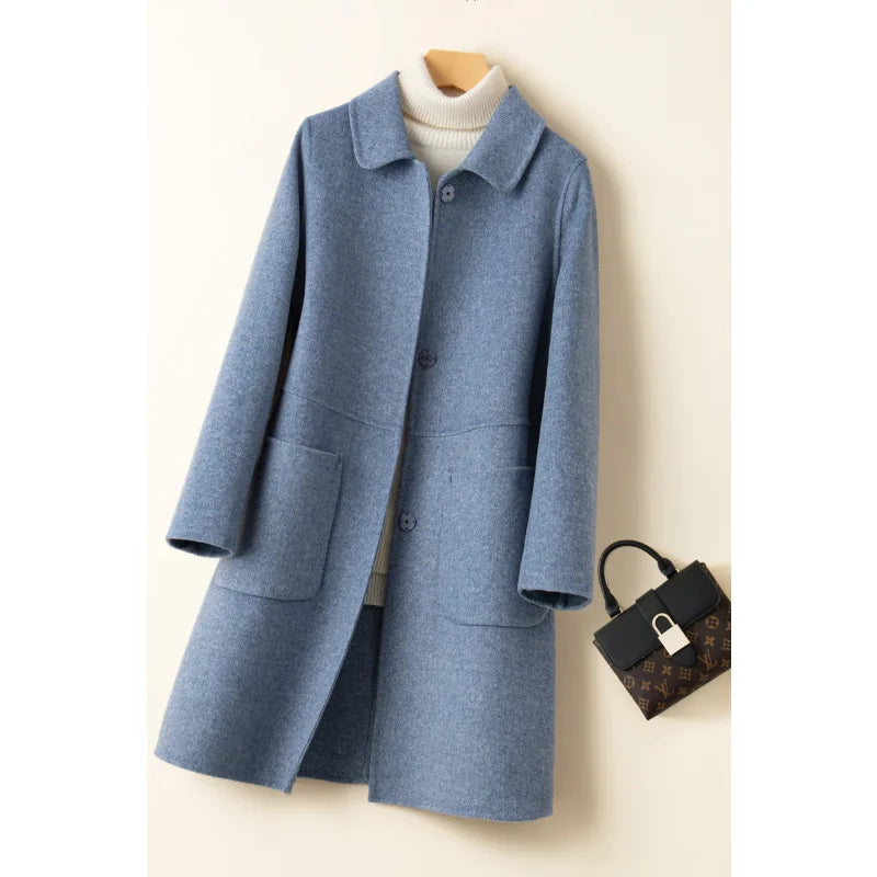 High-Quality 100% Wool Women's Coat - Elegant Winter Wear