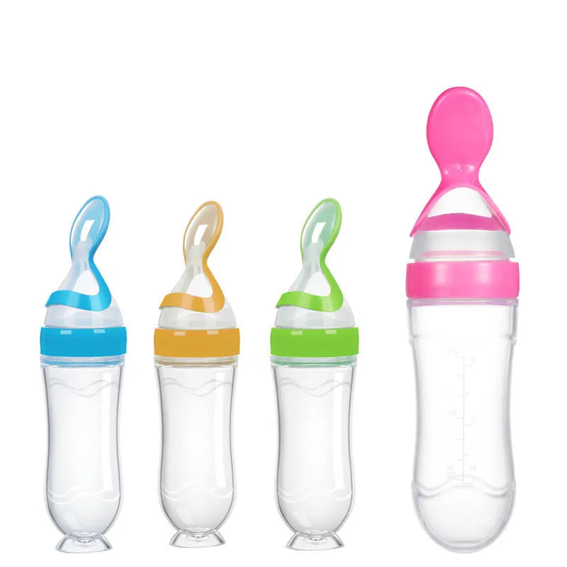 Baby Silicone Feeding Bottle & Training Spoon Set