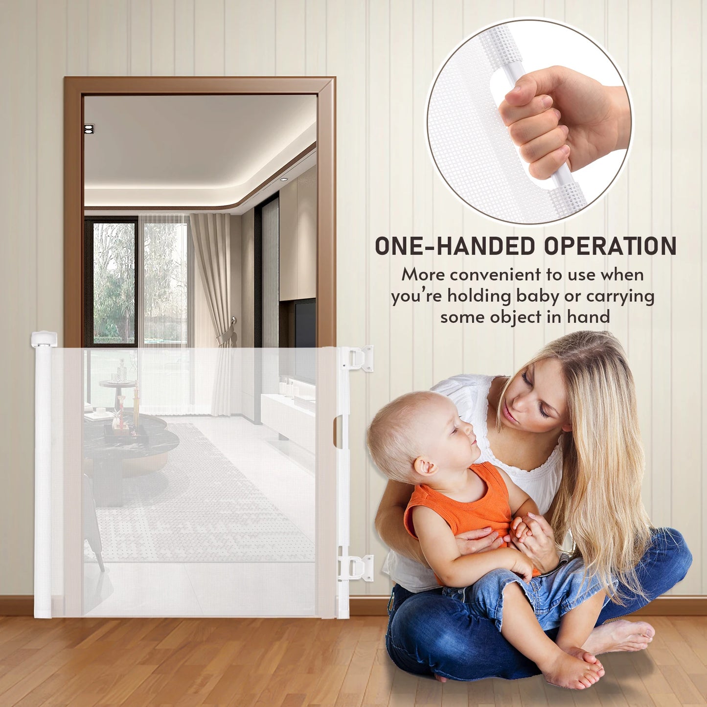 Retractable Baby Gate for Indoor/Outdoor Safety