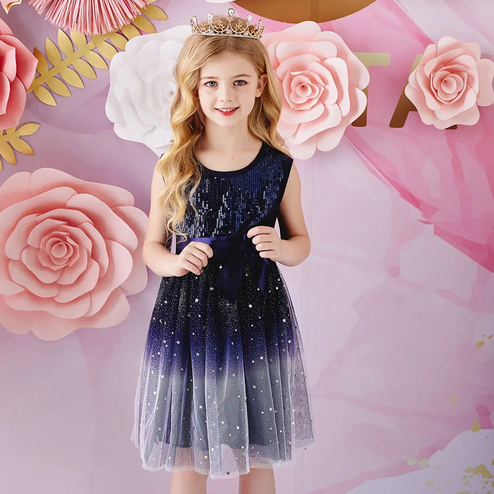 VIKITA Girls Sequin Sleeveless Dress