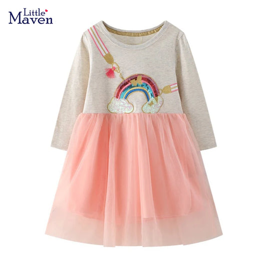 Little Maven Rainbow Sequin Dress for Girls