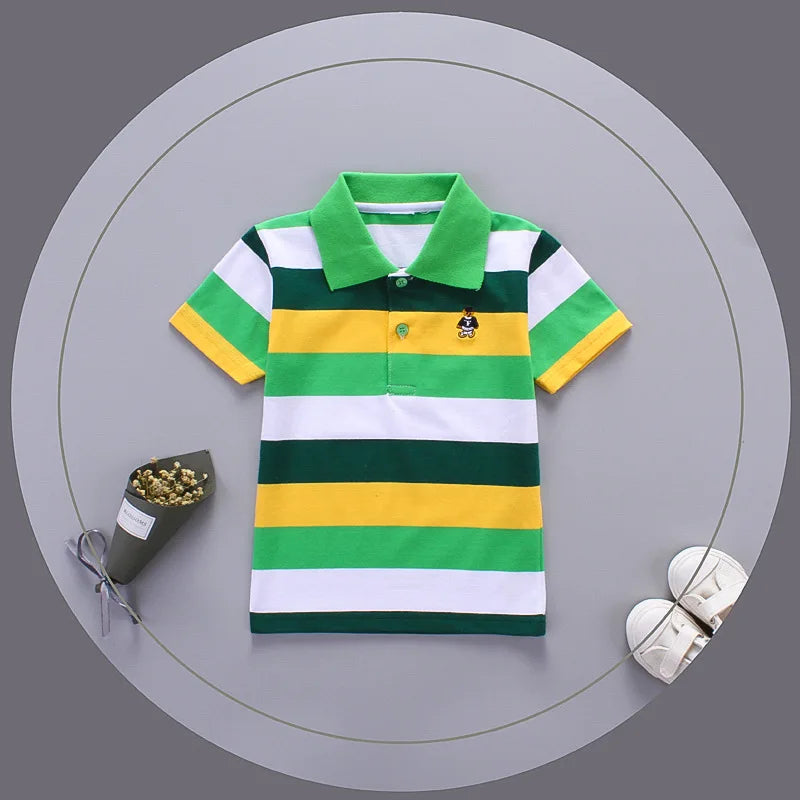 Jargazol Boys Color Stripes Polo Shirt