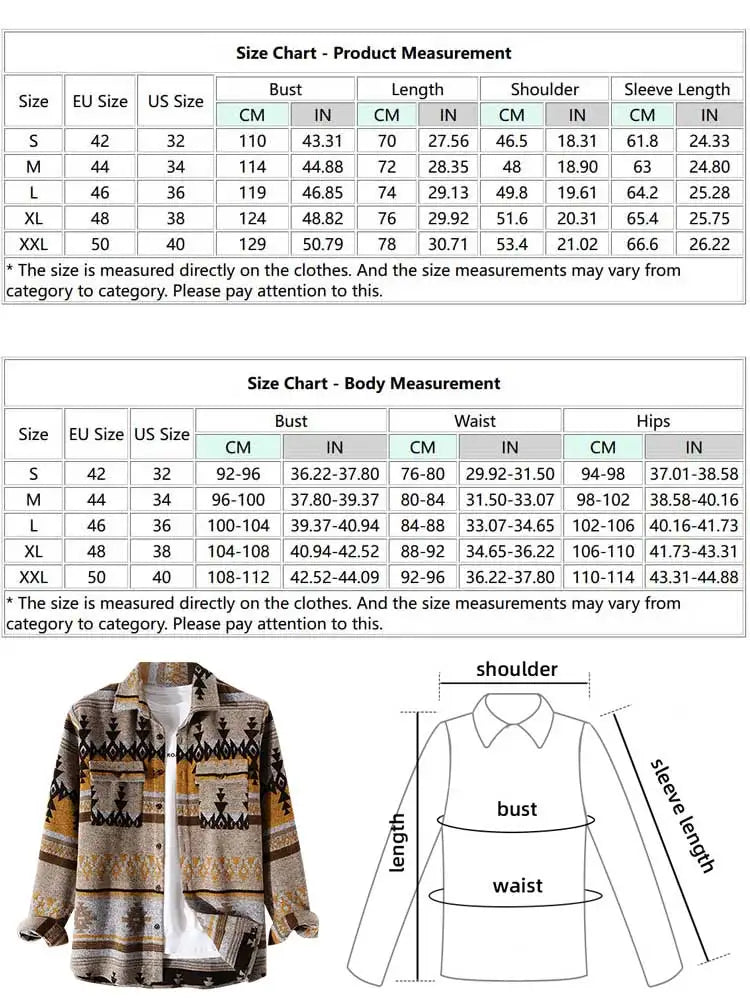 ZAFUL Men's Tribal Geometric Wool Shirt Coat