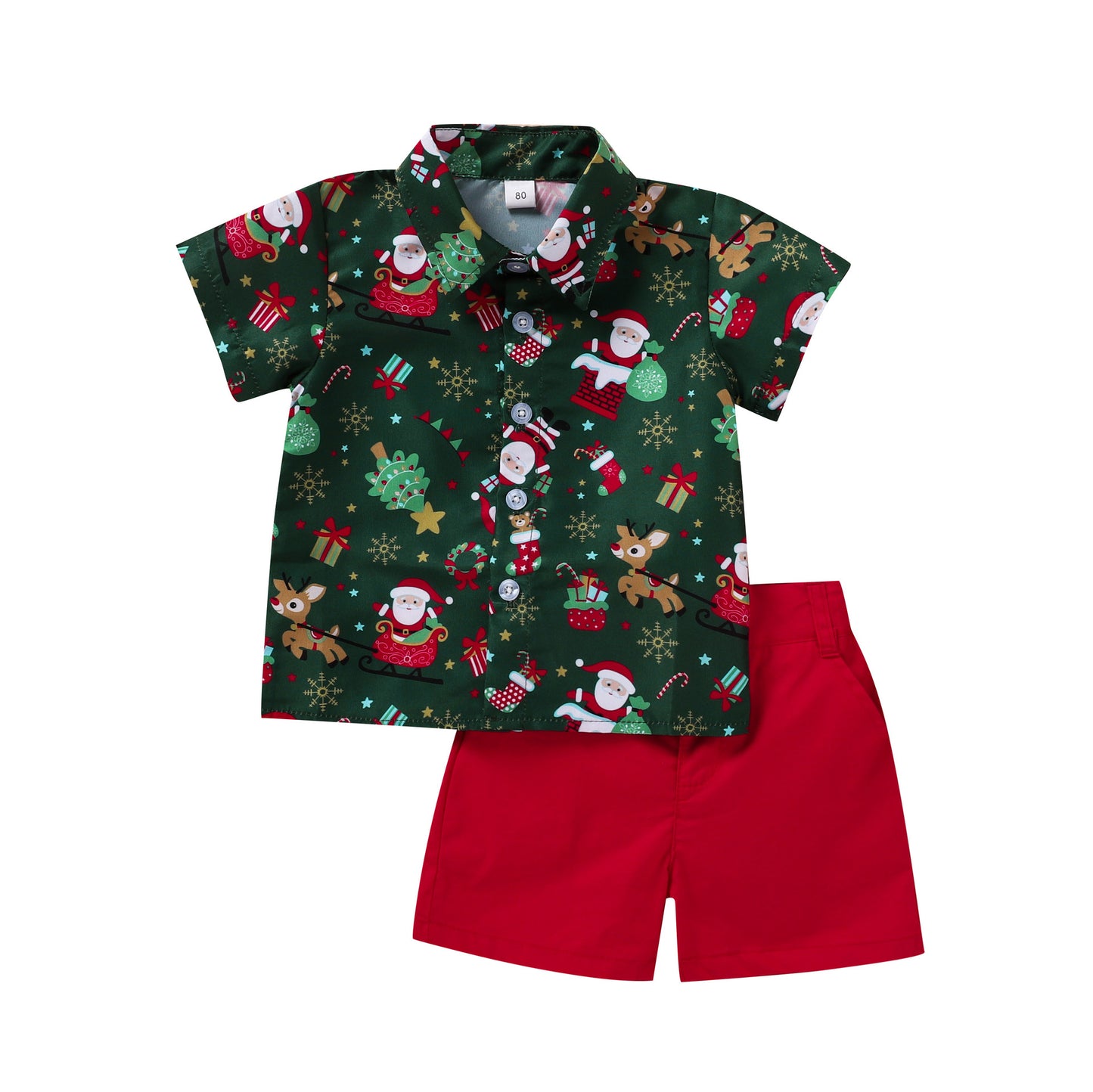 Boys Christmas Cartoon Shirt Set