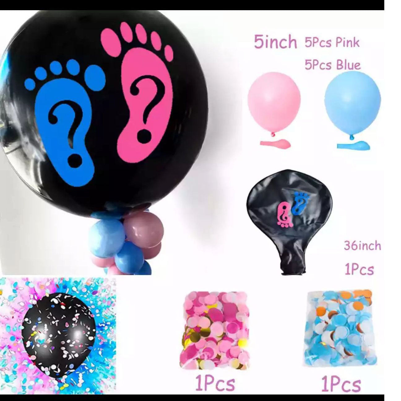 Gender Reveal Confetti Balloon Set