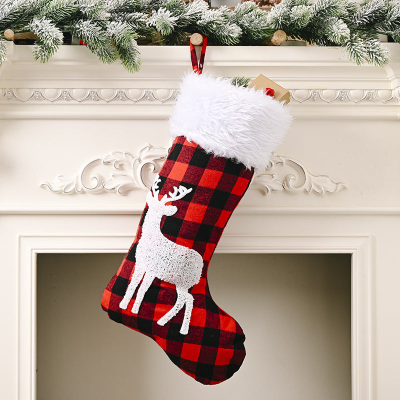 Red Plaid Christmas Stockings Pendant