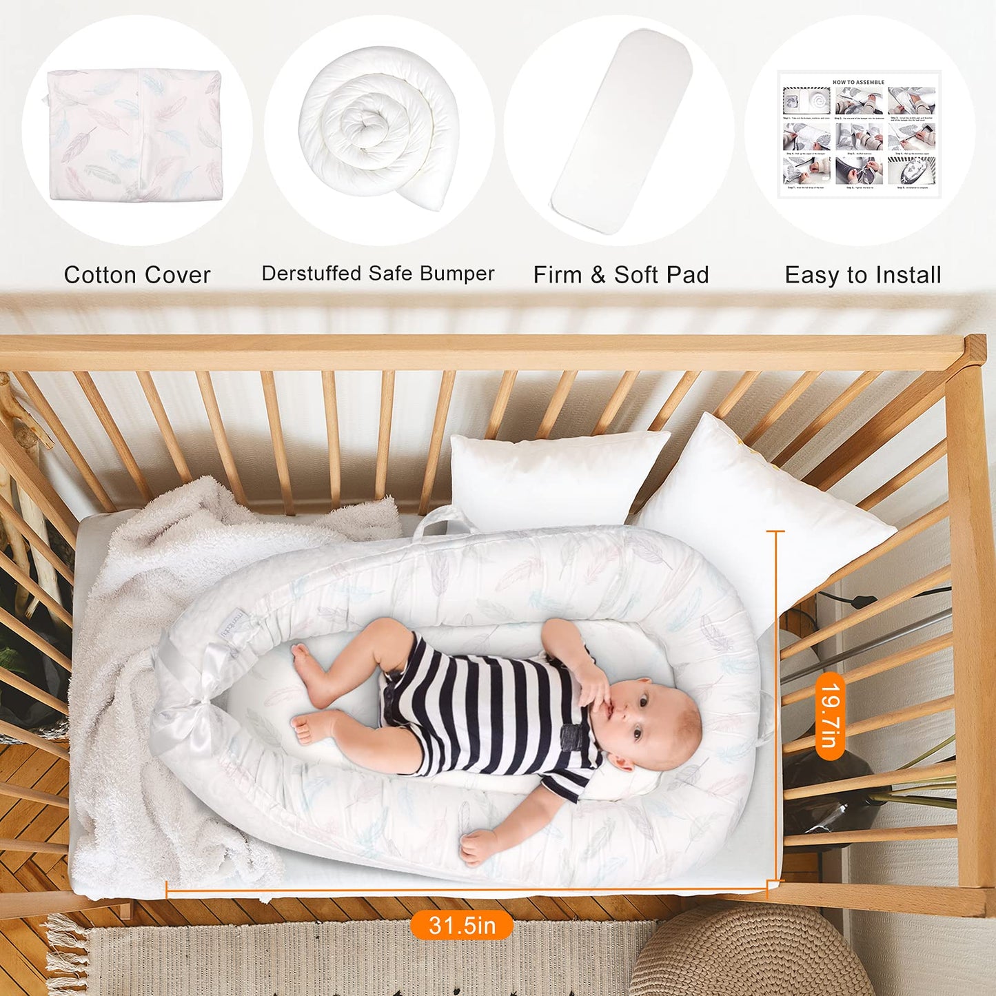 Portable Crib Middle Bed - Washable & Removable