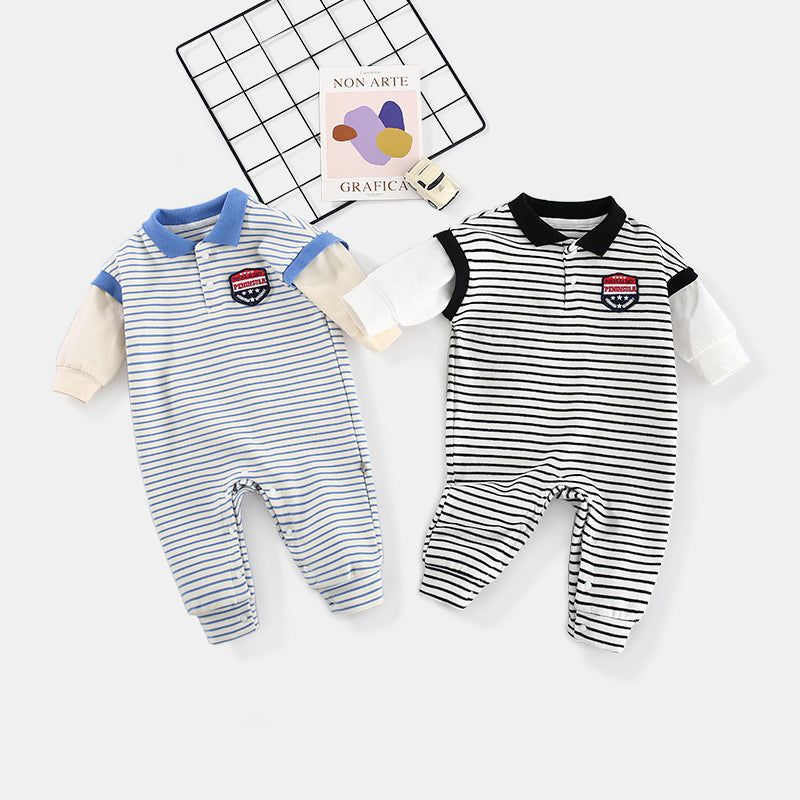 Blue Black Striped Baby Onesies