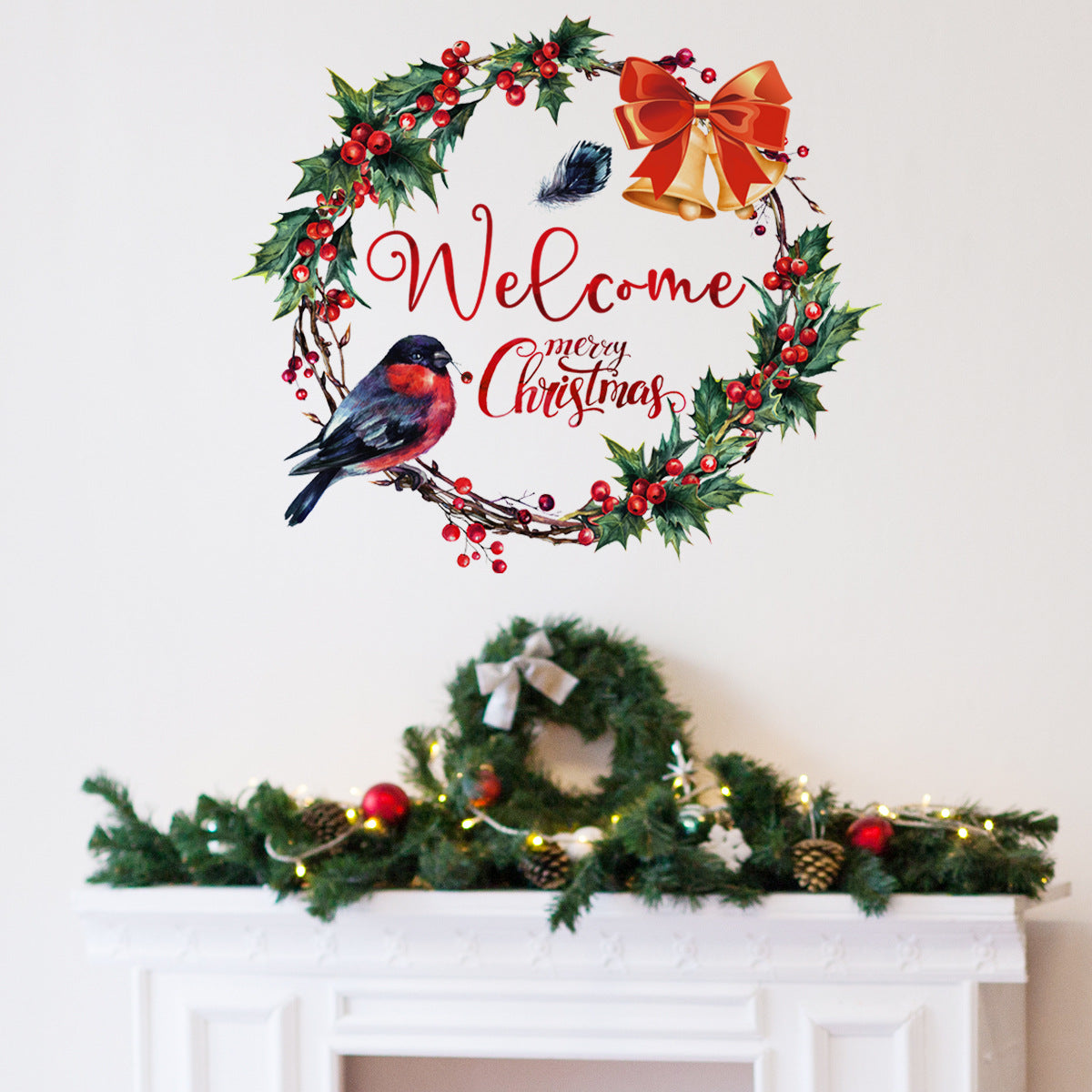 Christmas Wreath Wall Decoration Stickers