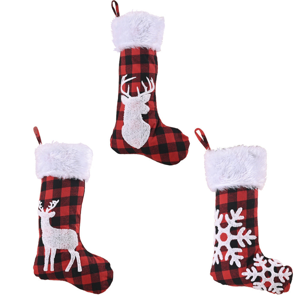 Red Plaid Christmas Stockings Pendant