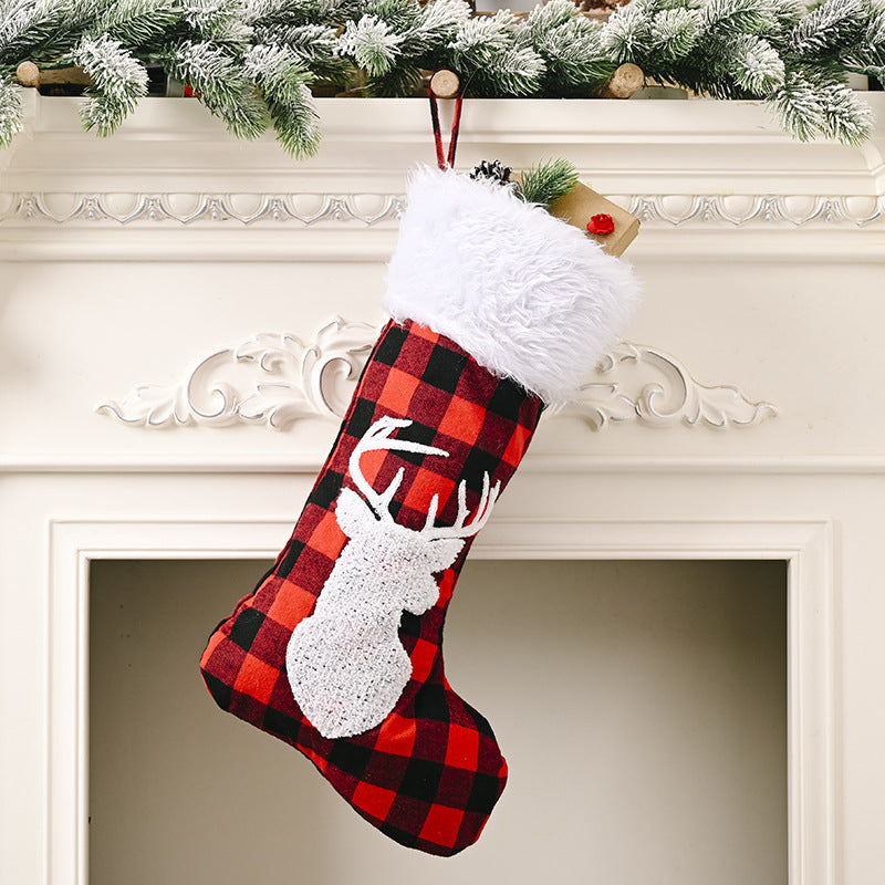 Red Plaid Christmas Stockings Pendant