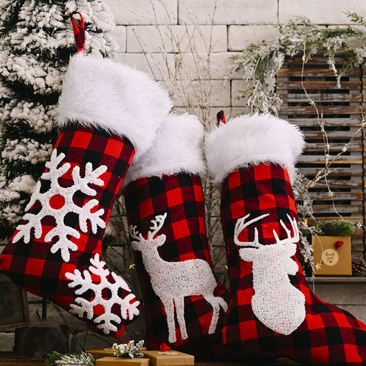 Red Plaid Christmas Stockings Pendant