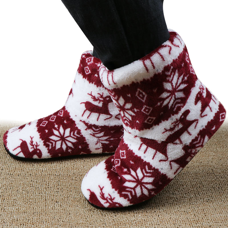 Christmas Elk Plush House Slippers