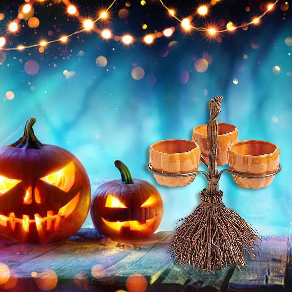 Halloween Broom Pumpkin Snack Bowl